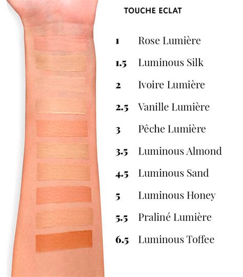 ysl touche clat|YSL touche eclat shade chart.